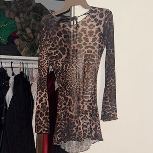 Leopard Print Long Sleeve Dress